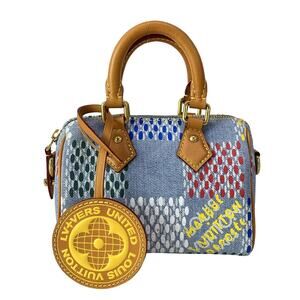 Louis Vuitton Speedy Bandoliere 18 LV Birds Damier Denim Handbag N00136